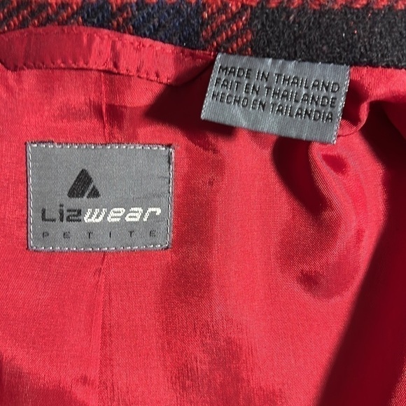 Vintage Lizwear Lambswool Mohair soft Fringe Lined Lightweight Plaid Jacket 8P - Picture 8 of 12